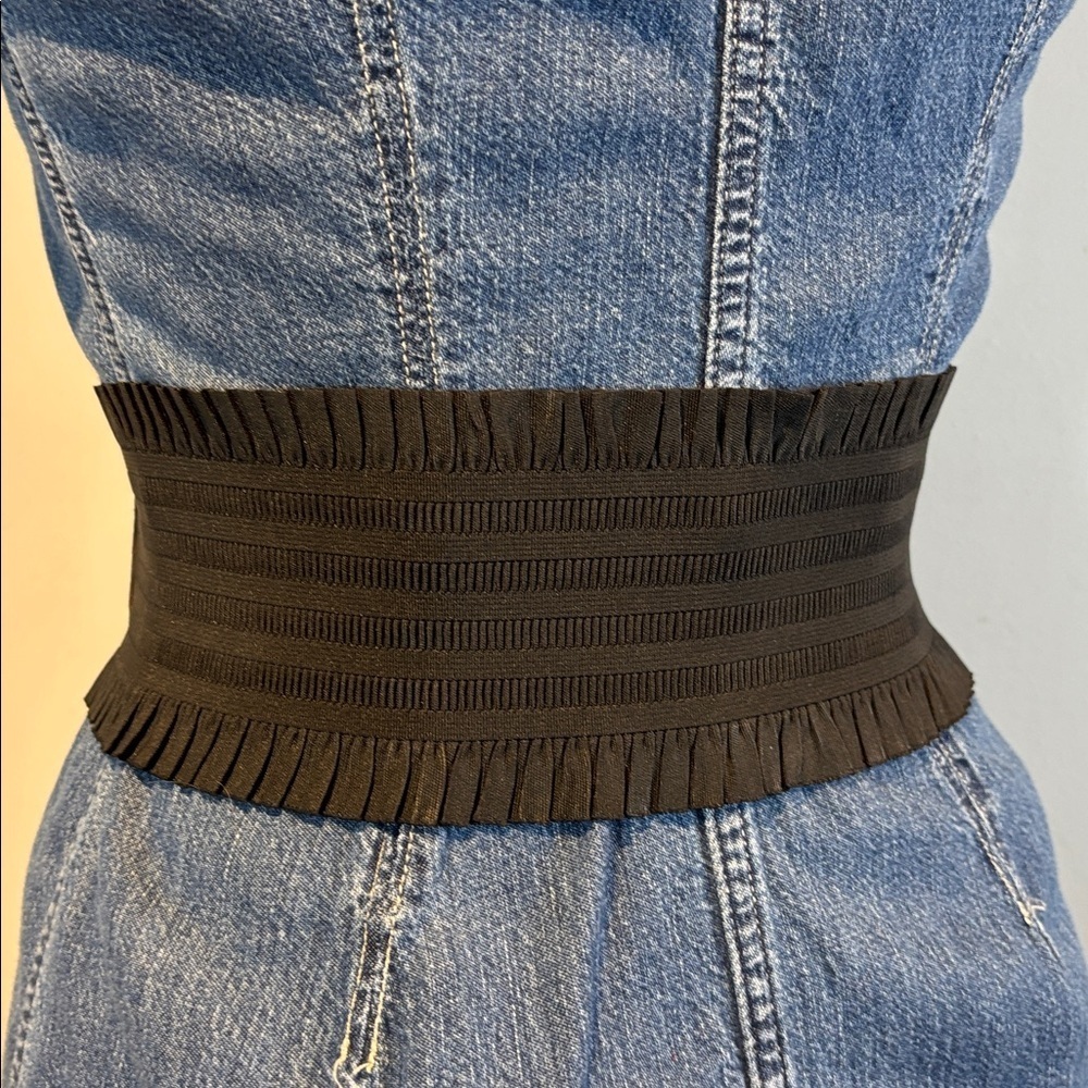 Brave Beltworks wide Black leather elasticized belt size M NWOT - Picture 7 of 12